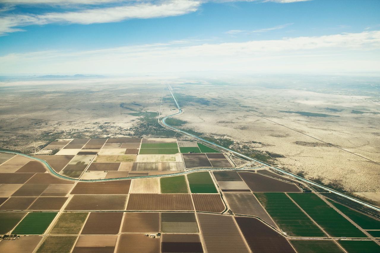 Aerial of imperial valley farmland